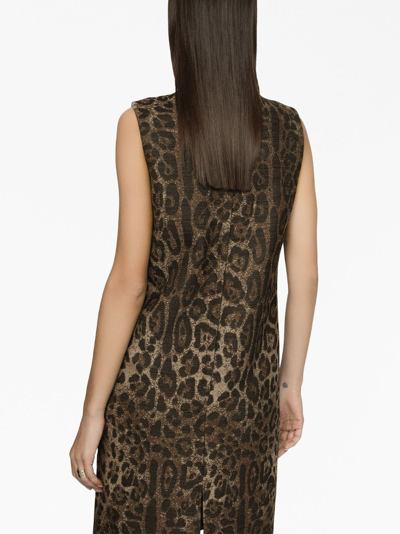 Shop Dolce & Gabbana Leopard Print Wool Mini Dress In Animalier