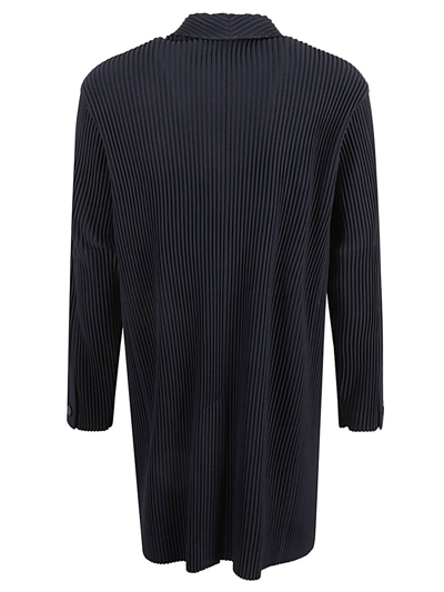 Shop Issey Miyake Pleated Single-breasted Coat In Blue