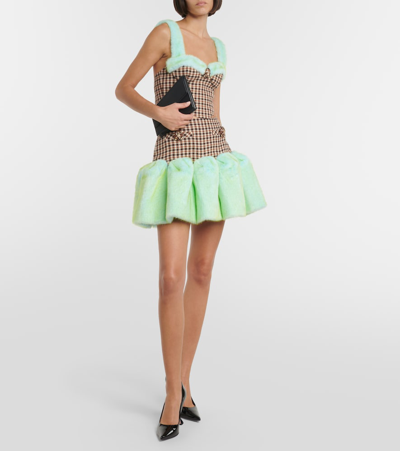 Shop Area Faux Fur-trimmed Miniskirt In Multicoloured