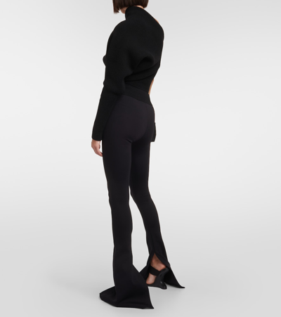 Rick Owens Womens Black Asymmetric Cropped Cashmere-blend Knitted Top In Black