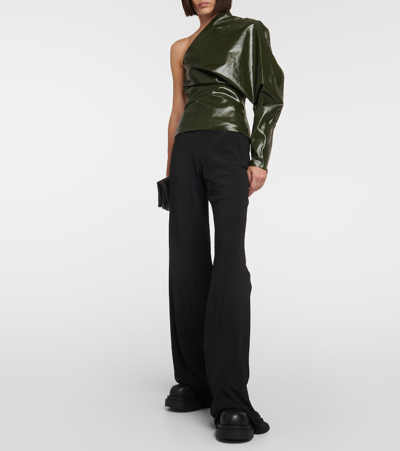 Shop Rick Owens Draped One-shoulder Top In Green