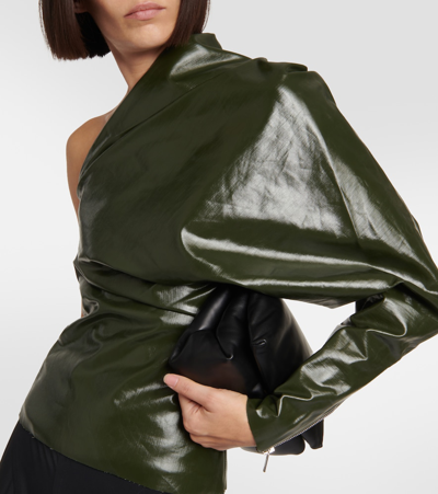 Shop Rick Owens Draped One-shoulder Top In Green