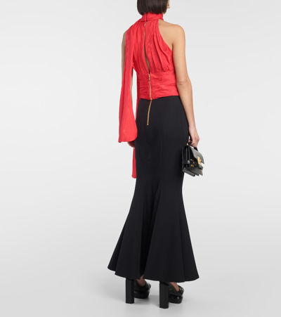 Balmain Halterneck Moiré Top In Pink