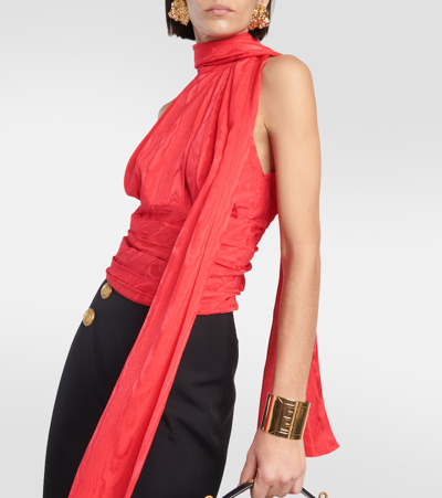 Balmain Halterneck Moiré Top In Pink