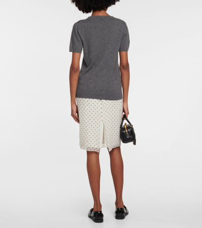 Miu Miu Polka-dot Chiffon Skirt In Grey