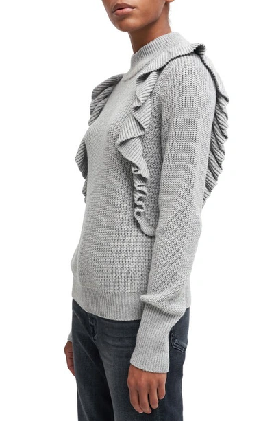 Shop 7 For All Mankind Ruffle Mock Neck Sweater In Heather Grey