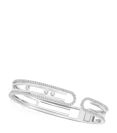 Shop Messika White Gold And Diamond Move 10th Birthday Bangle In Silver