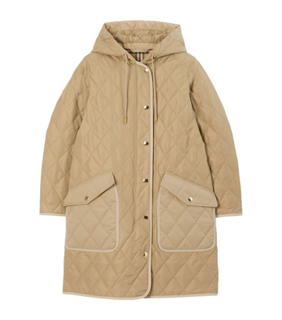 Shop Burberry Diamond-quilted Coat In Neutrals