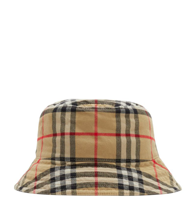 Shop Burberry Check Bucket Hat In Neutrals