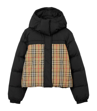 Shop Burberry Reversible Check Puffer Jacket In Black
