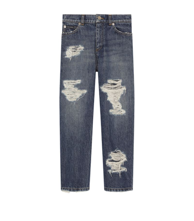 Shop Dolce & Gabbana Kids Distressed Logo-plaque Jeans (2-6 Years) In Multi