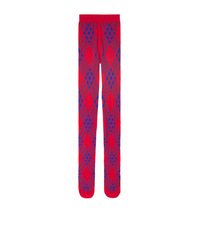 Shop Burberry Wool-blend Check Tights In Multi