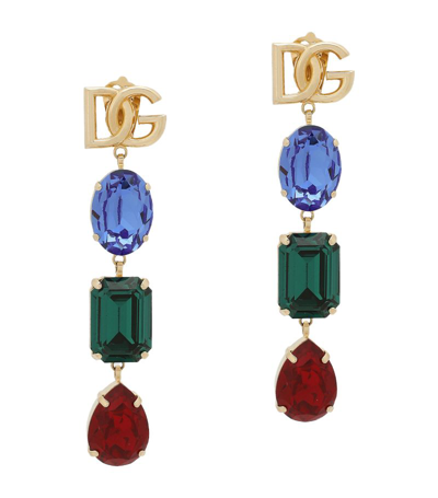 Shop Dolce & Gabbana Rhinestone Logo Earrings In Multi