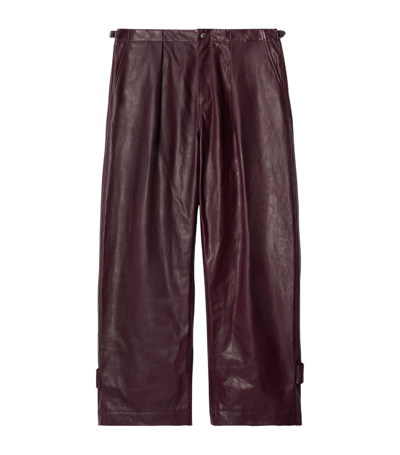 Shop Burberry Leather Trousers In Brown