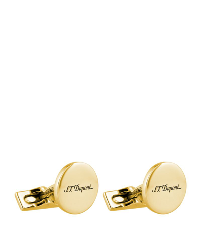 Shop St Dupont S. T. Dupont Iconic Logo Cufflinks In Gold