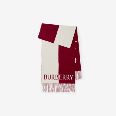 Shop Burberry Ekd Wool Cashmere Scarf In Ripple/white