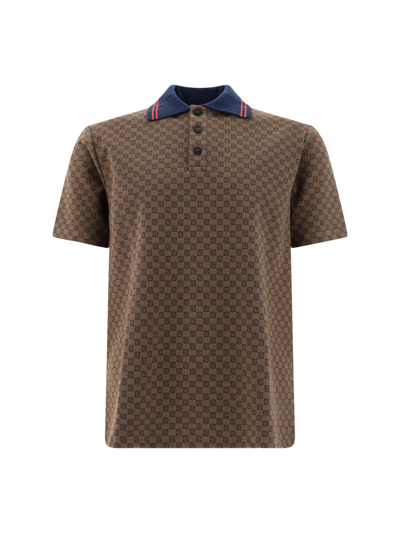 Shop Balmain Polo Shirt In Marron/marine/rouge