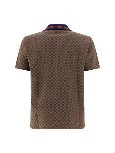 Shop Balmain Polo Shirt In Marron/marine/rouge