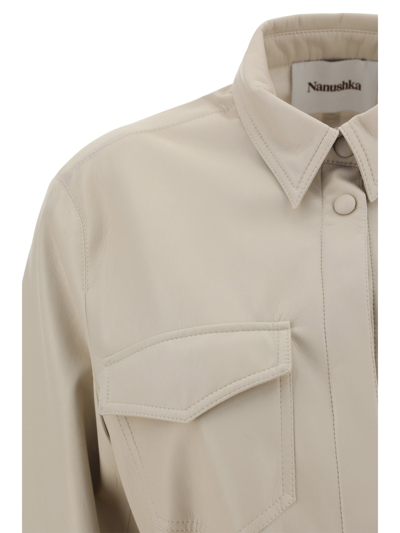 Shop Nanushka Trench Jacket In Creme