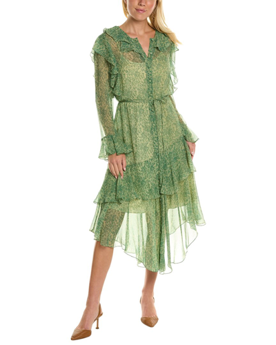 Shop Rebecca Taylor Chiffon Silk Shirtdress In Green