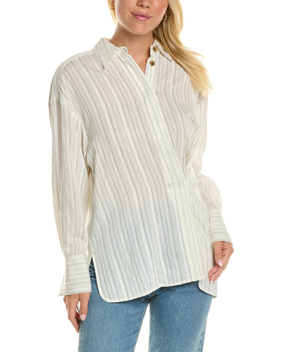 Shop Rebecca Taylor Rumpled Stripe Shirt In White