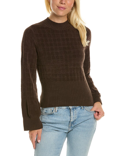Shop Rebecca Taylor Quilted Velvet Sweater In Brown