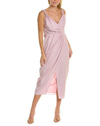 Shop Rebecca Taylor Poplin Whisper Midi Dress In Pink