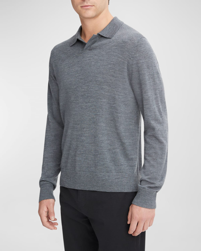 Shop Vince Men's Wool Sweater With Johnny Collar In H Night Storm
