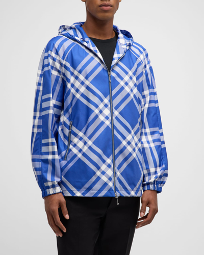Shop Burberry Men's Knight Check Wind-resistant Jacket In Knight Ip Check