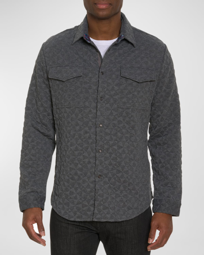Shop Robert Graham Men's Brent Snap Placket Overshirt In Grey