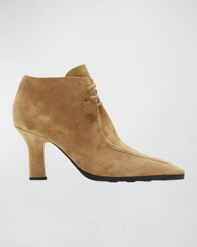 Shop Burberry Storm Suede Lace-up Booties In Jute