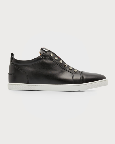 Shop Christian Louboutin Men's F. A.v. Fique A Vontade Spiked Leather Slip-on Sneakers In Black