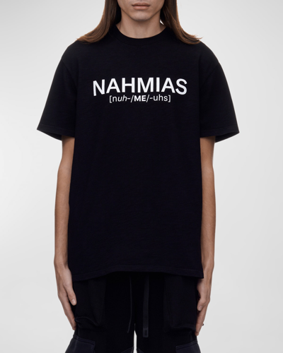 Shop Nahmias Men's Pronunciation Crewneck T-shirt In Blk