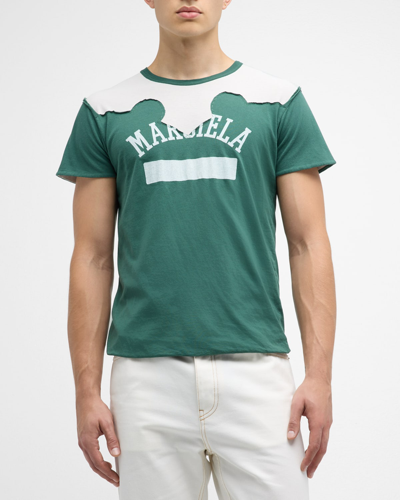 Shop Maison Margiela Men's Western Pieced Logo T-shirt In Green