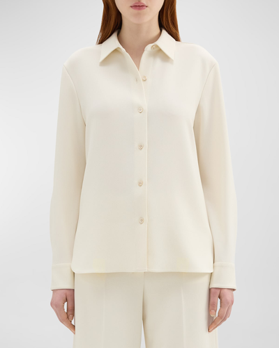 Shop Theory Crepe Straight Shirt In Rice