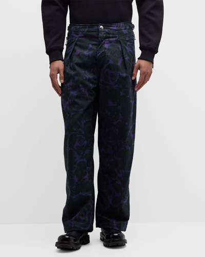 Shop Burberry Men's Vine Rose-print Pants In Vine Ip Pattern