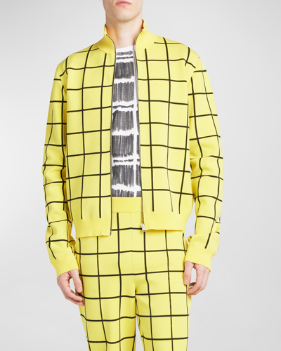 Shop Marni Men's Windowpane Track Jacket In Yellow