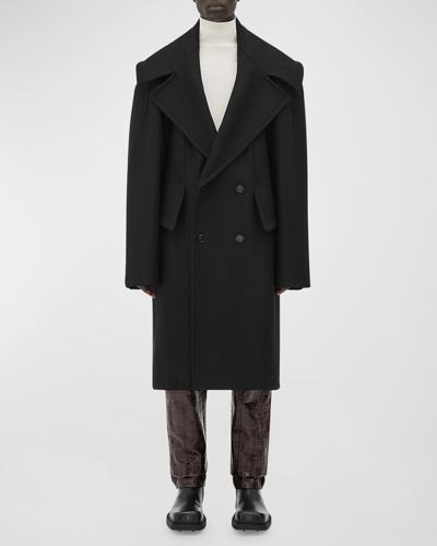 Shop Bottega Veneta Men's Felted Wool-blend Oversized Coat In Nero