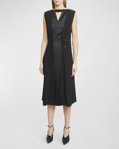 Shop Givenchy Sleeveless Double-breasted Midi Coat Dress In Black