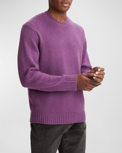 Shop Vince Men's Wool-cashmere Crew Sweater In Purple Stone