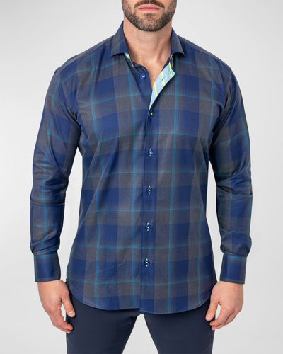 Shop Maceoo Men's Einstein Plaid Sport Shirt In Blue
