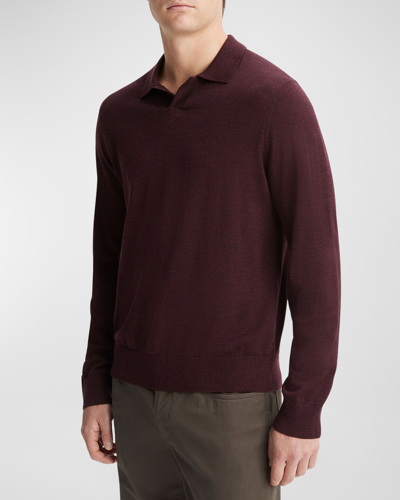 Shop Vince Men's Wool Sweater With Johnny Collar In H Pinot Vino