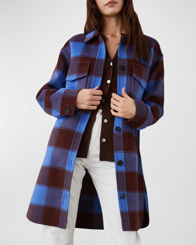 Shop Rails Jaro Plaid Flannel Shacket In Cobalt Chocolate