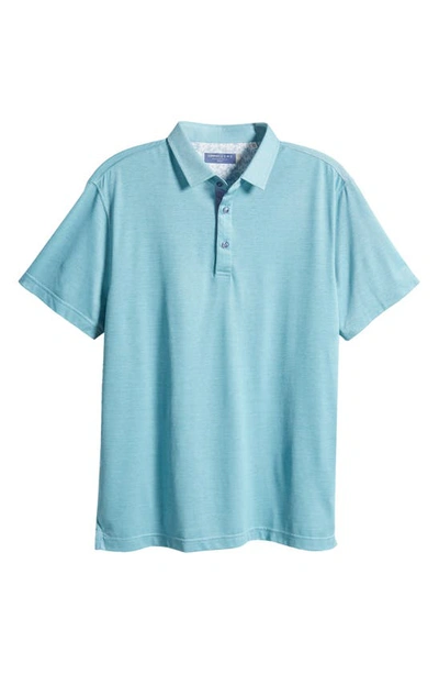 Lorenzo Uomo Trim Fit Short Sleeve Polo In Sea Green