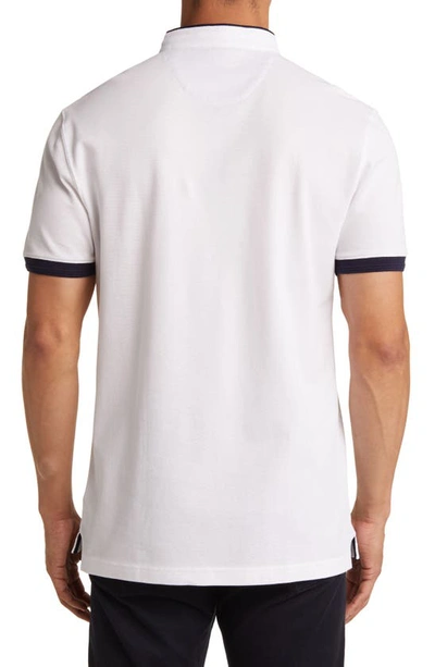 Shop Lorenzo Uomo Trim Fit Band Collar Short Sleeve Polo In White