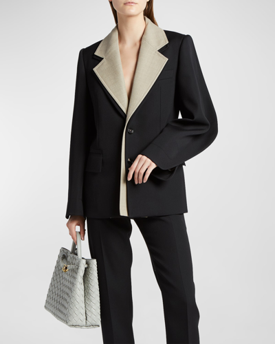Shop Bottega Veneta Curved-sleeves Layered Compact Wool Single-breasted Jacket In Nero
