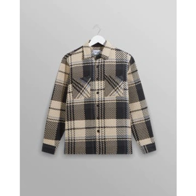 Shop Wax London Black And Ecru Spear Checked Whiting Overshirt