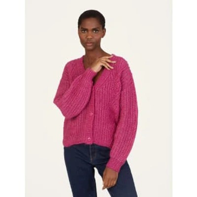Shop Thought Magenta Pink Elliana Mercerised Wool Cardigan