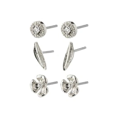 Shop Pilgrim Echo 3-in-1 Earrings Set In Metallic