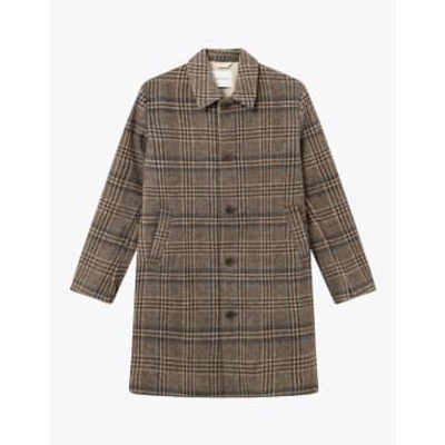 Shop Les Deux Dark Sand And Mountain Grey Mckay Check Wool Coat In Neutrals